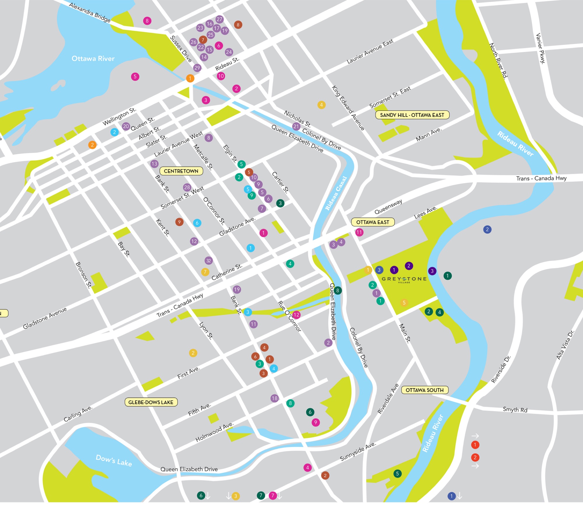 Map of amenities around Greystone Village