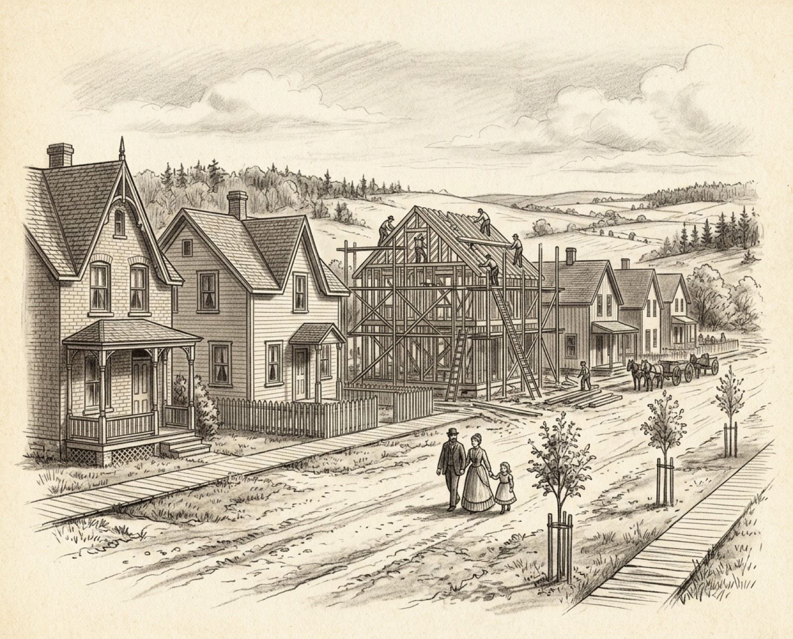 A growing street in the 1870s