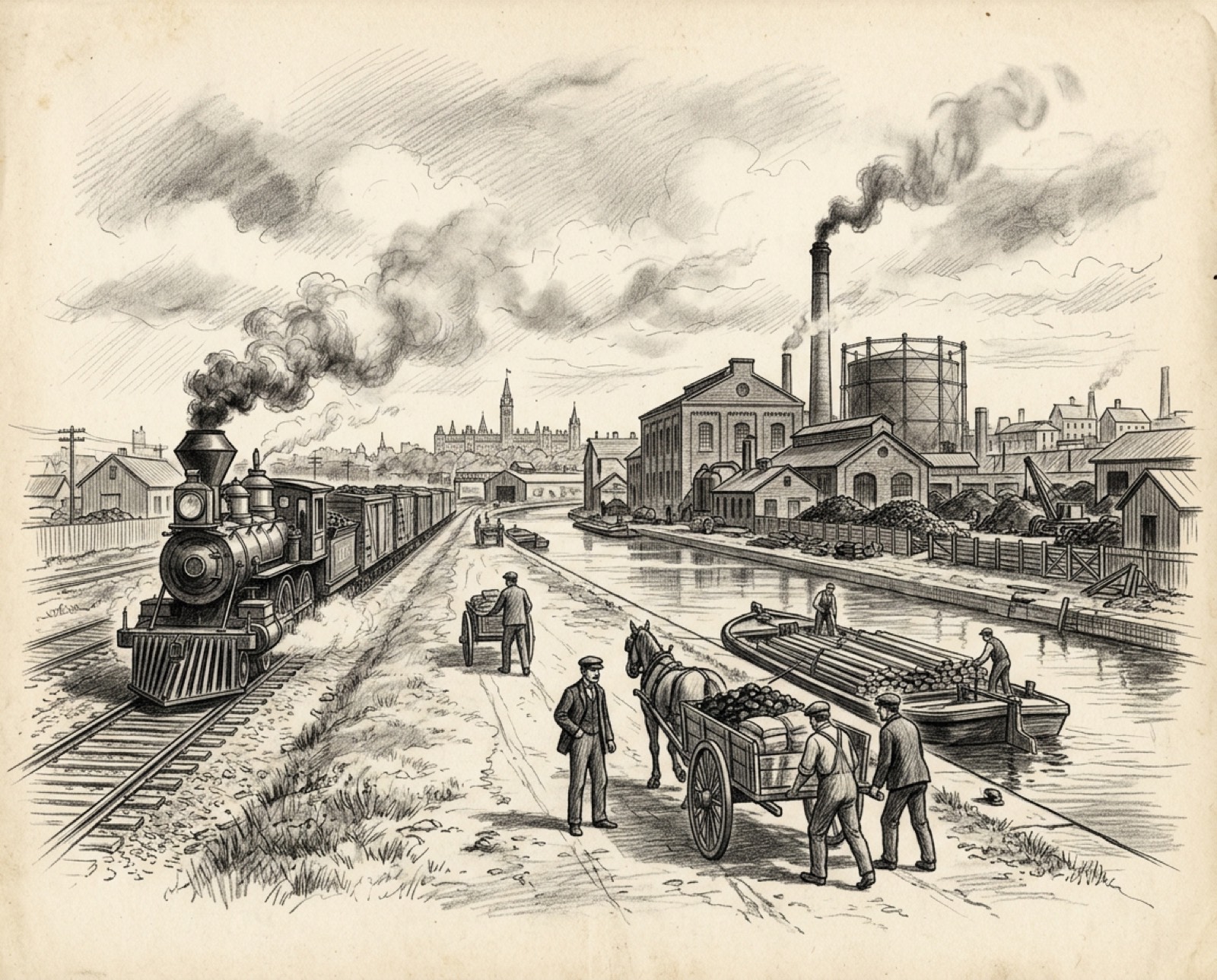 The railway and industry along the canal